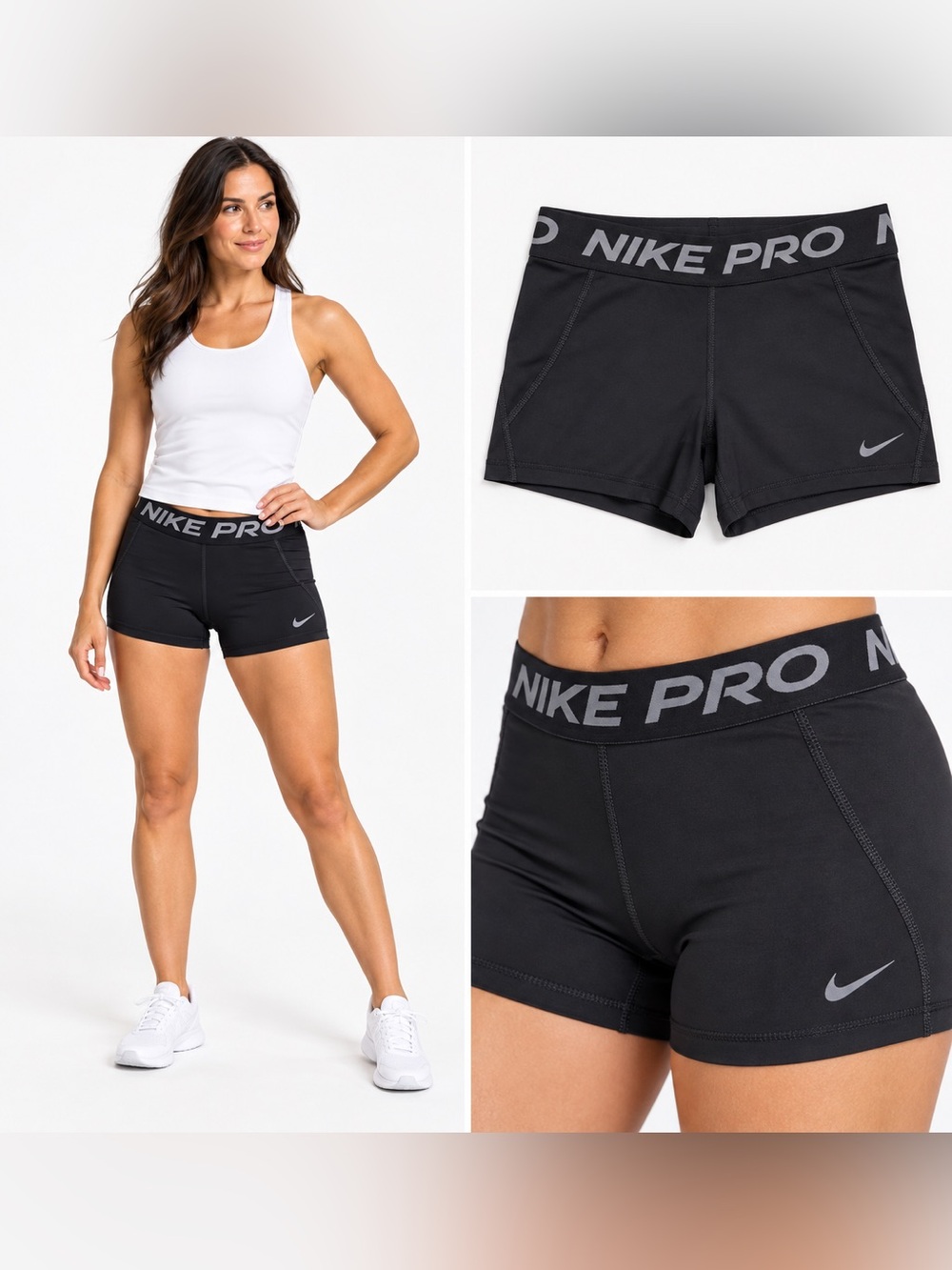 Nike Pro 365 Dri-FIT 3 Inch Compression Shorts Black Gray Women’s M Flawed